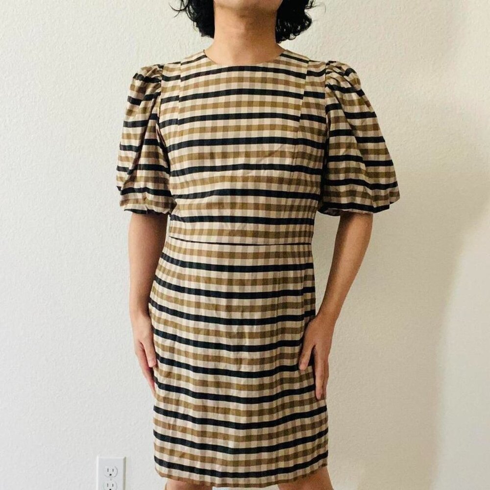 H&M Women's Gingham Brown and Black Dress
